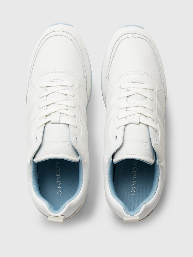 white mix/tropic blue leather trainers for men calvin klein
