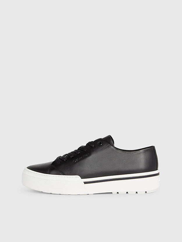 ck black leather trainers for men calvin klein