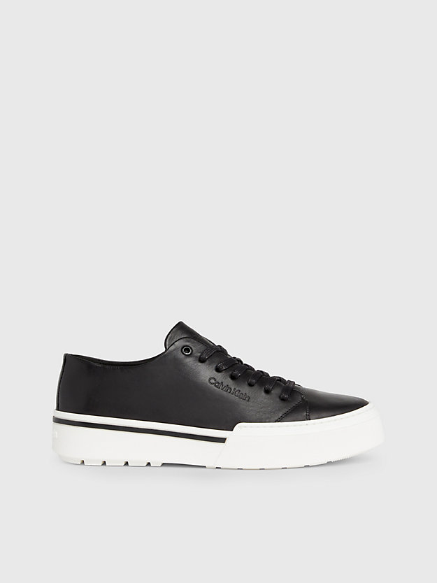 ck black leather trainers for men calvin klein
