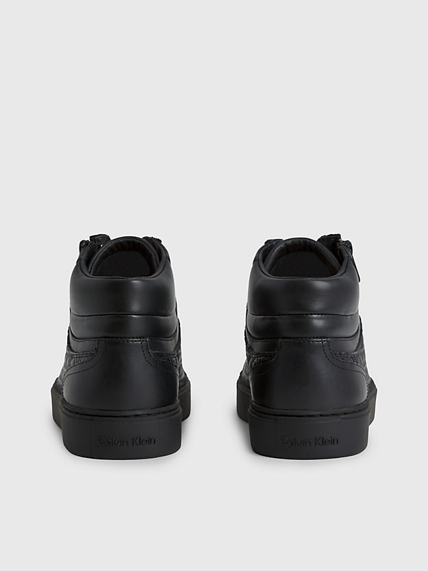 triple black mono high top logo-sneakers aus leder für herren - calvin klein