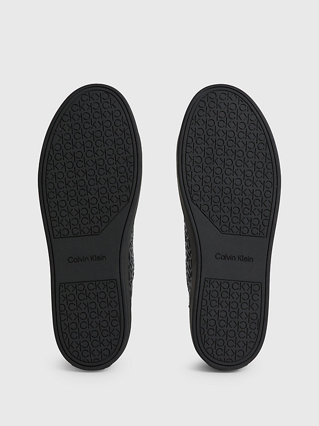 zapatillas altas de piel con logo triple black mono de hombre calvin klein