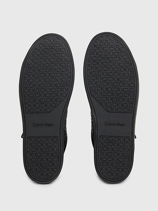 zapatillas con logo de piel triple black mono de hombre calvin klein