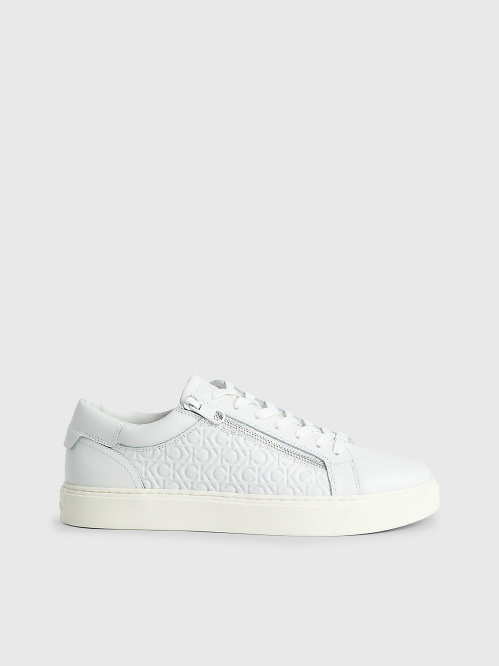 TRIPLE WHITE MONO Leder-Sneakers Mit Logo undefined Herren Calvin Klein