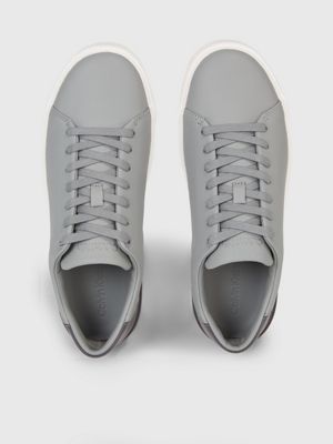mens grey leather trainers