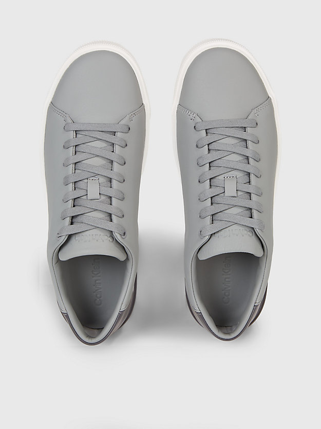 grey mix leder-sneakers für herren - calvin klein