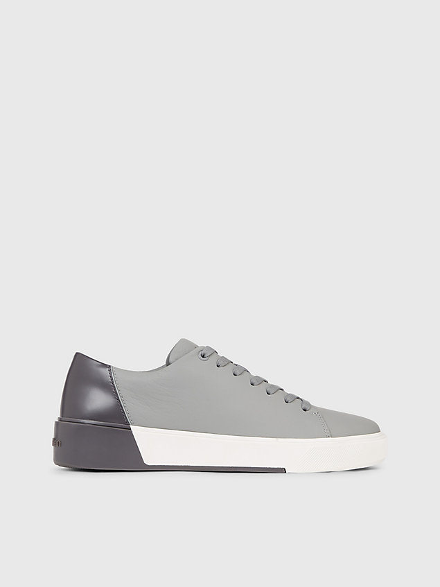 grey leather trainers for men calvin klein