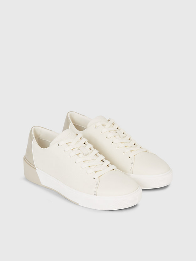 marshmallow/feather grey leather trainers for men calvin klein