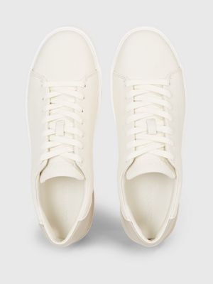marshmallow/feather grey leder-sneakers für herren - calvin klein