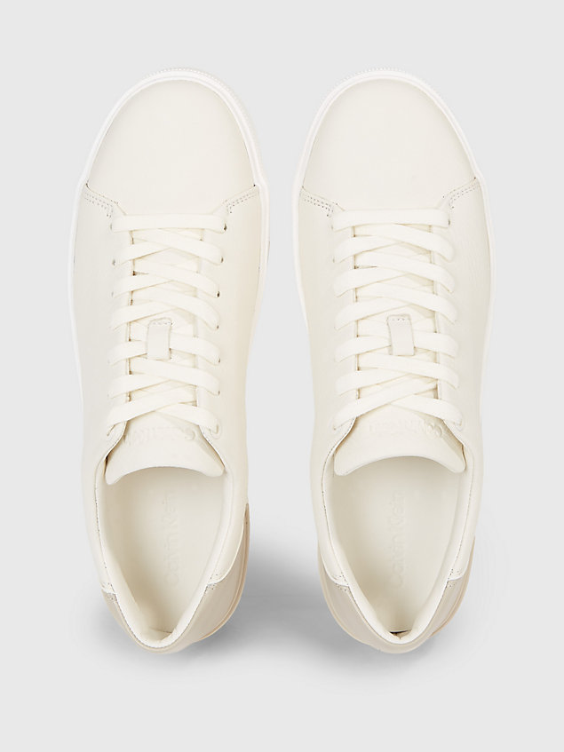 white leder-sneakers für herren - calvin klein