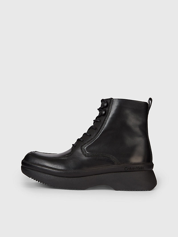 ck black skórzane buty za kostkę dla mężczyźni - calvin klein