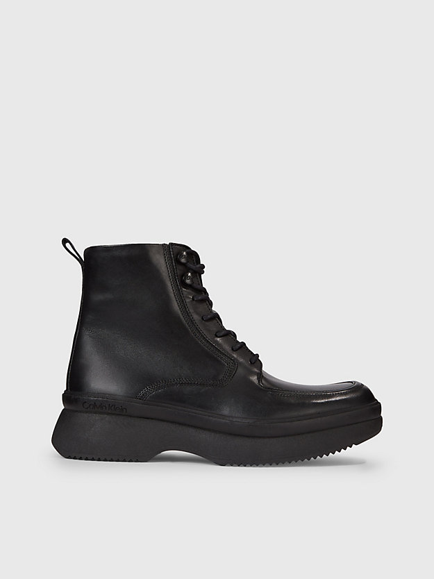 ck black leder-boots für herren - calvin klein