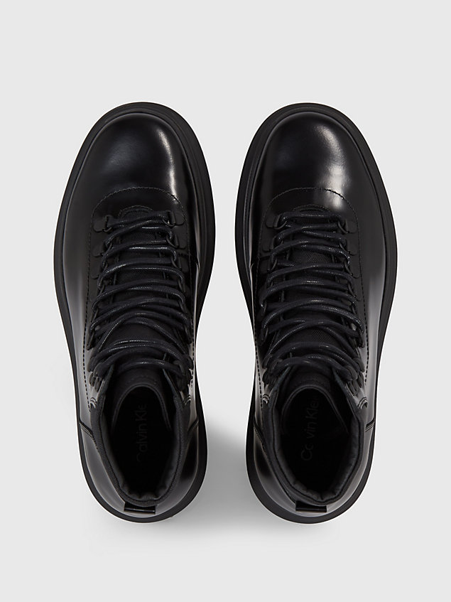 black skórzane buty za kostkę dla mężczyźni - calvin klein