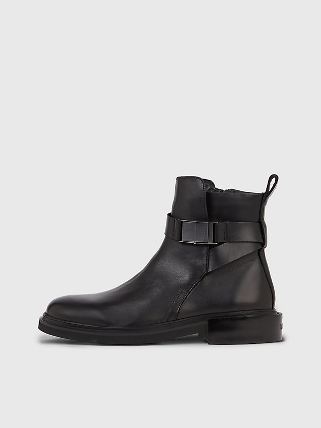 ck black leather boots for men calvin klein