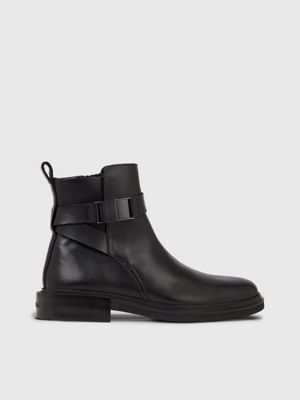 Calvin klein best sale black leather booties