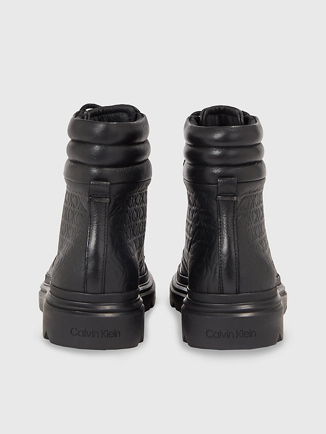 black skórzane buty za kostkę z logo dla mężczyźni - calvin klein