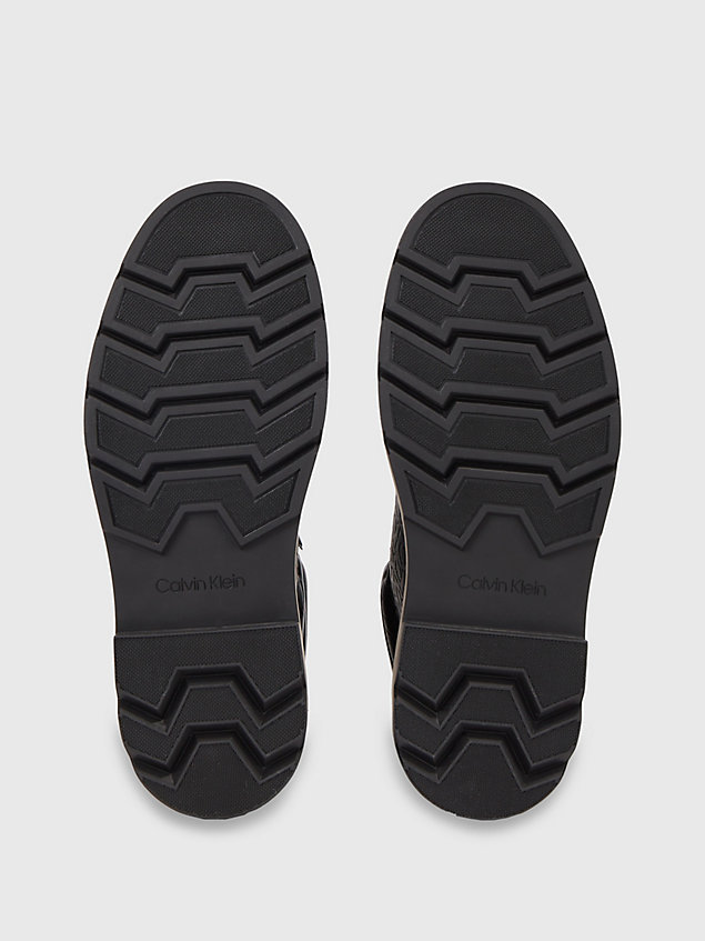 black skórzane buty za kostkę z logo dla mężczyźni - calvin klein
