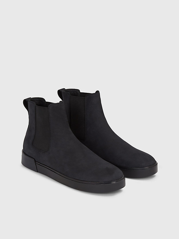 triple black leather chelsea boots for men calvin klein