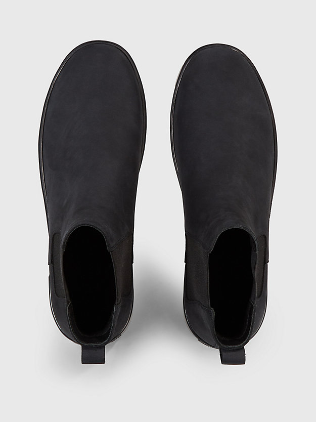 triple black leather chelsea boots for men calvin klein