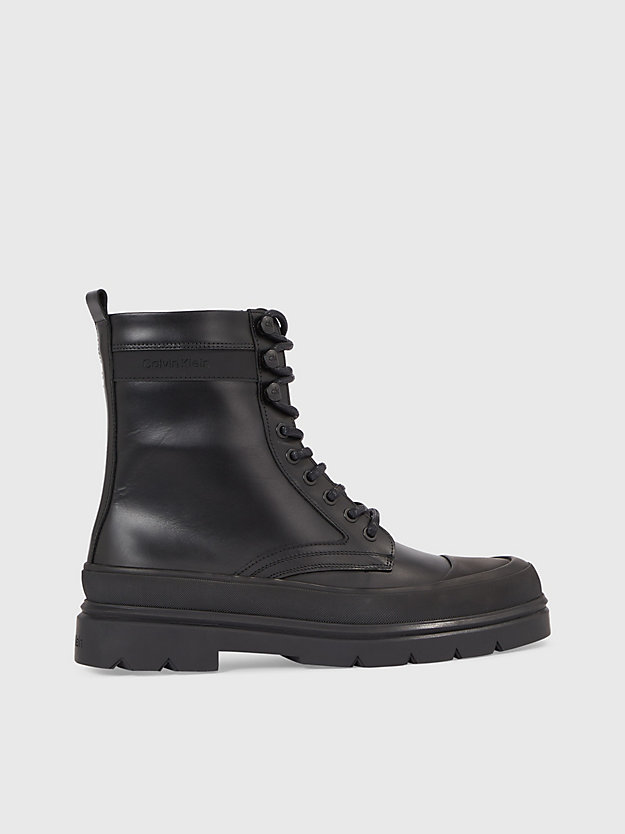 ck black leather boots for men calvin klein