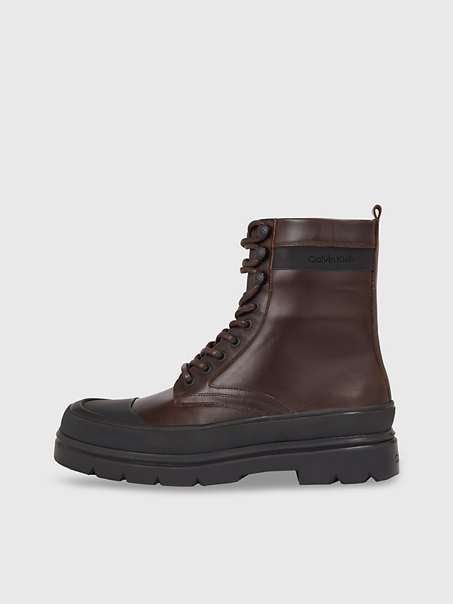 brown leder-boots für herren - calvin klein