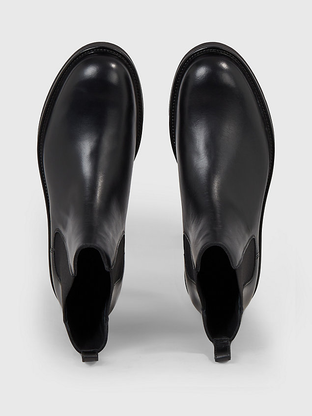 black leather chelsea boots for men calvin klein