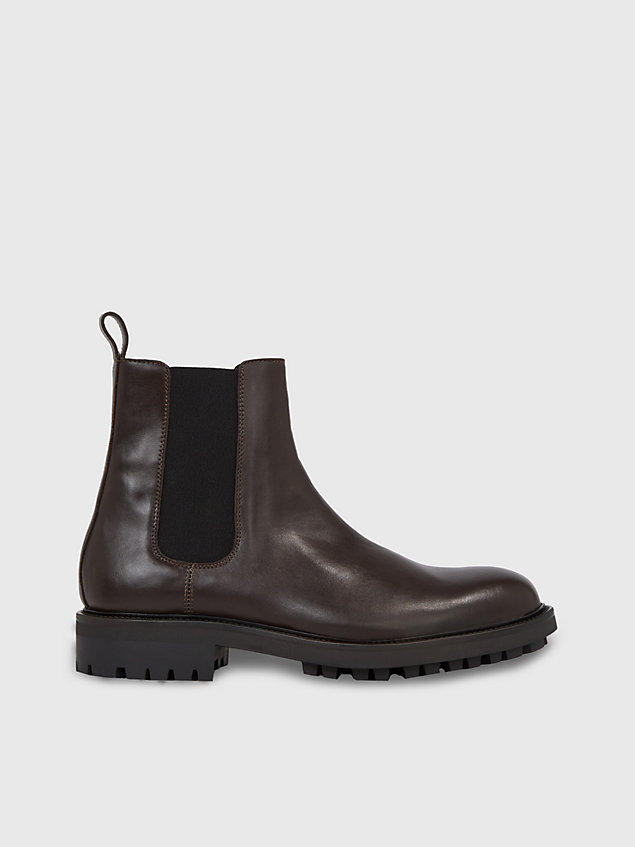 brown leather chelsea boots for men calvin klein