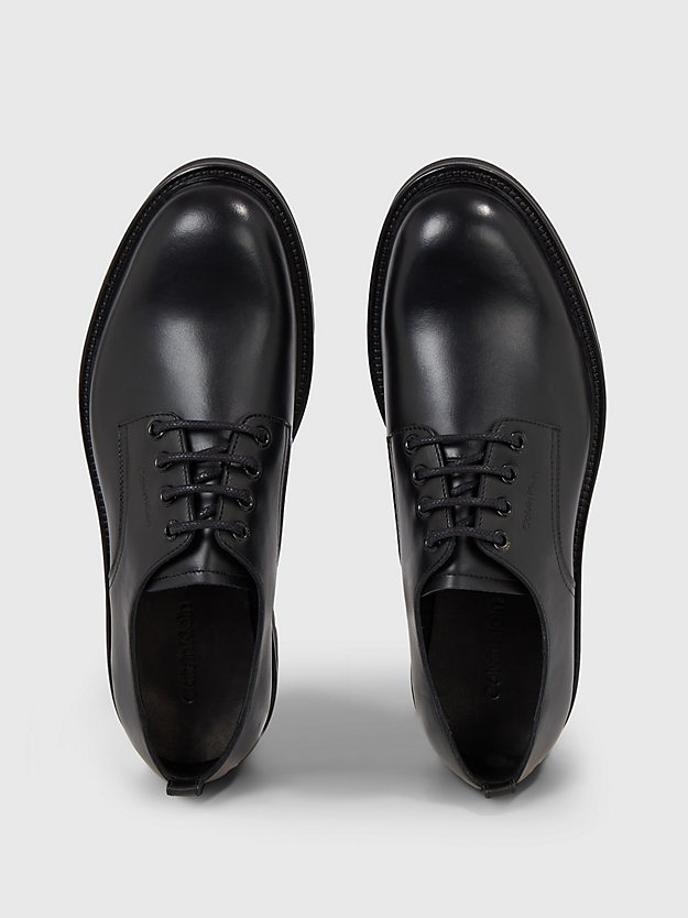 ck black leather lace-up shoes for men calvin klein