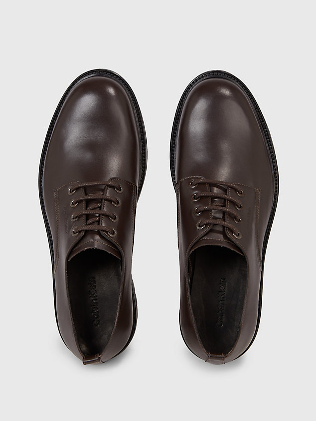 brown leather lace-up shoes for men calvin klein