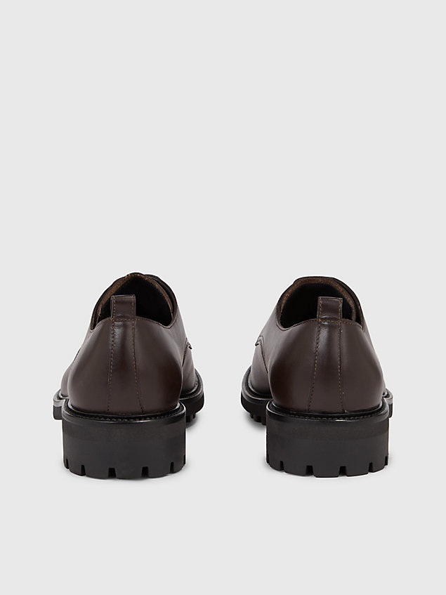 brown skórzane buty sznurowane dla mężczyźni - calvin klein