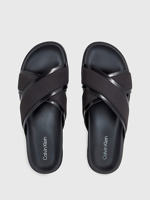 black recycled nylon sandals for men calvin klein