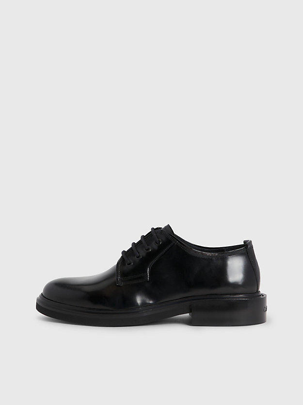 pvh black leather lace-up shoes for men calvin klein