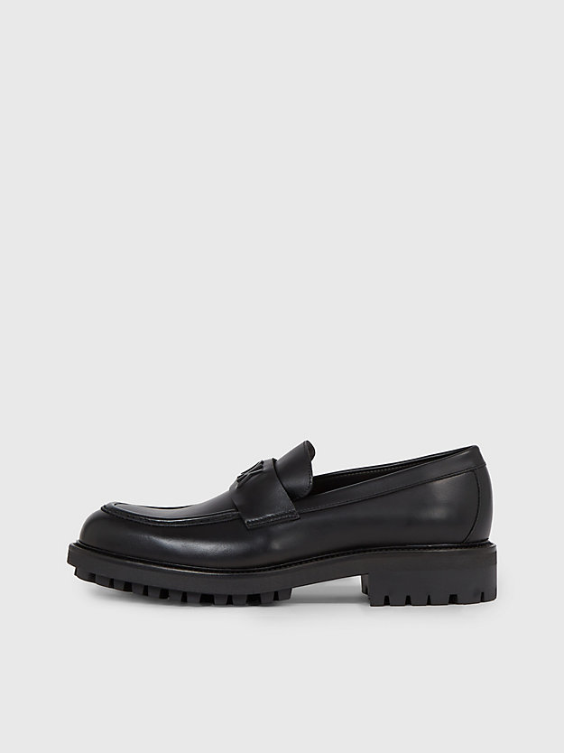ck black leather loafers for men calvin klein