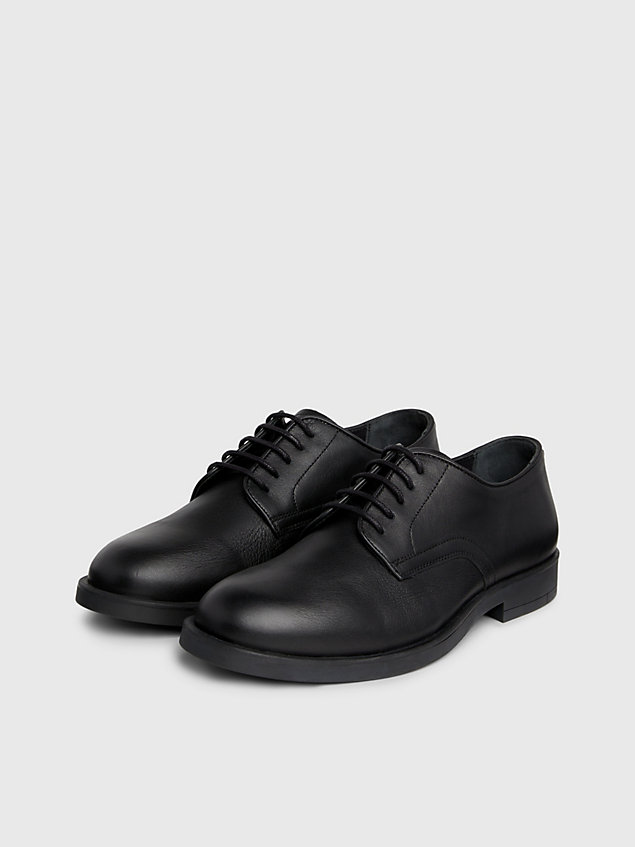 black skórzane buty sznurowane dla mężczyźni - calvin klein