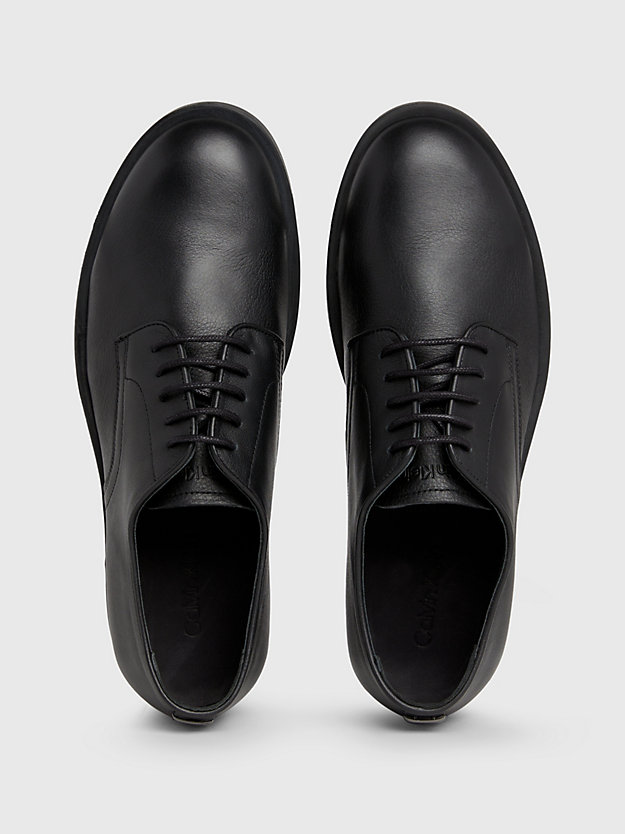triple black leather lace-up shoes for men calvin klein