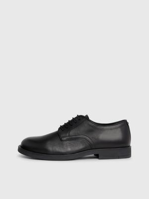 triple black leather lace-up shoes for men calvin klein