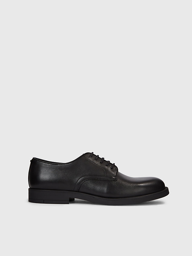 black skórzane buty sznurowane dla mężczyźni - calvin klein
