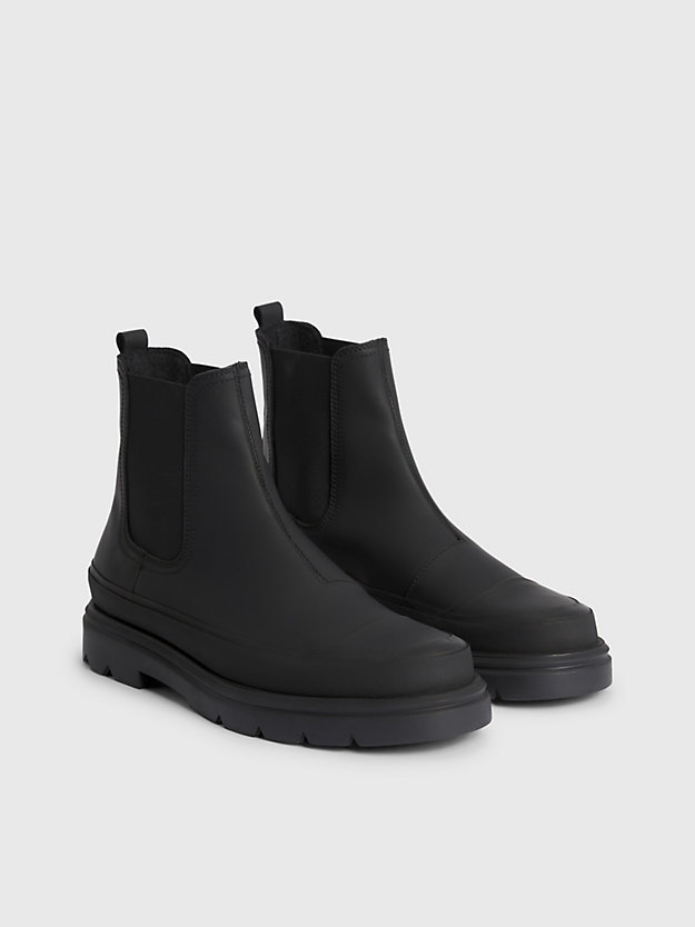 ck black leather chelsea boots for men calvin klein