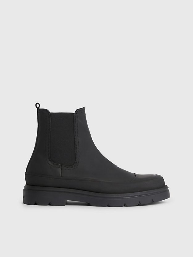 ck black leather chelsea boots for men calvin klein