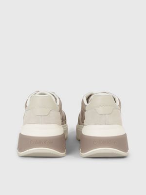 Calvin klein leather hot sale chunky trainers white