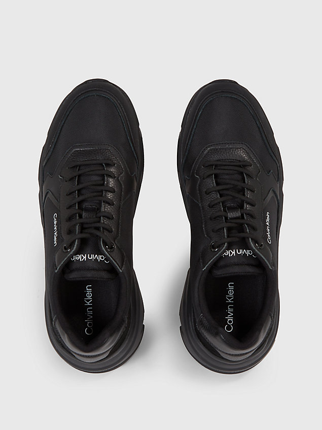 black chunky sneakers aus leder für herren - calvin klein