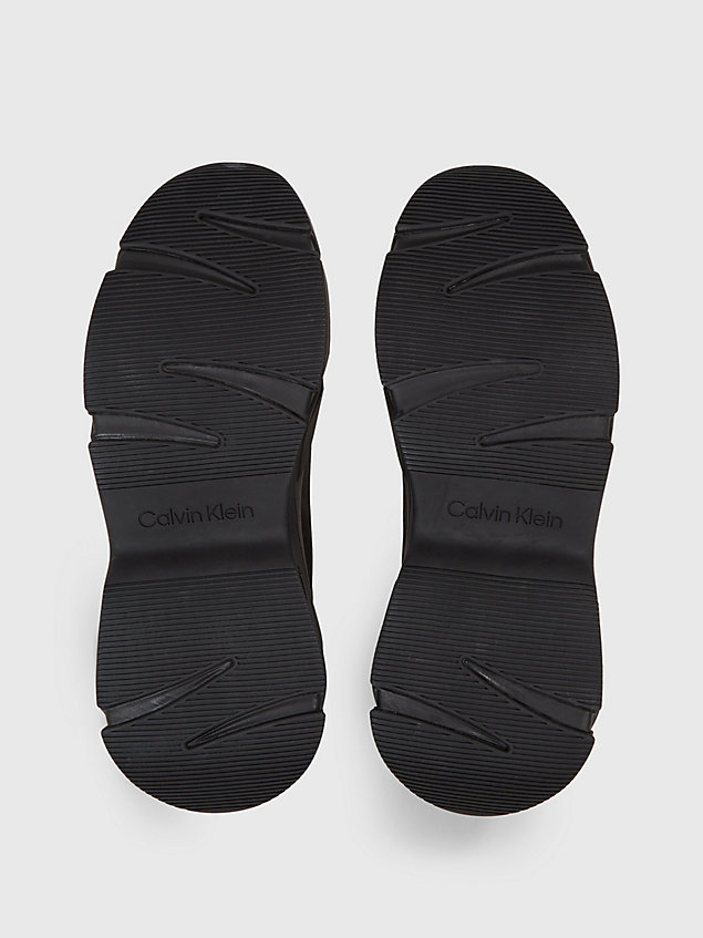 black skórzane buty sportowe na grubej podeszwie dla mężczyźni - calvin klein