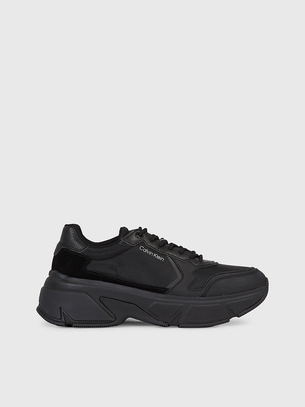TRIPLE BLACK Leather Chunky Trainers undefined men Calvin Klein