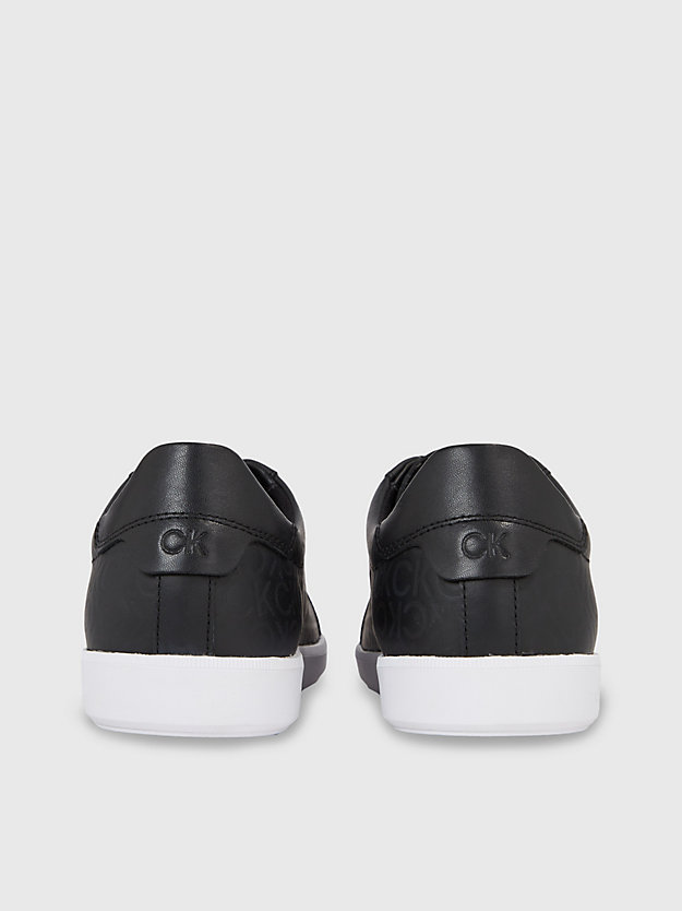 black mono leder-sneakers mit logo für herren - calvin klein