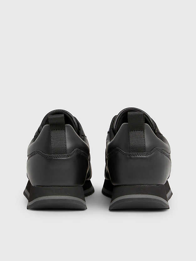 black mono leather logo trainers for men calvin klein