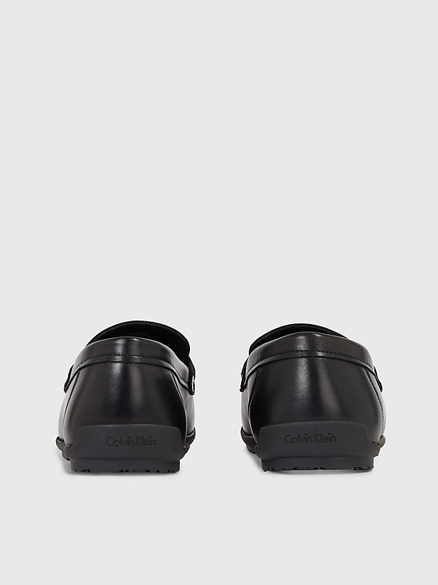 ck black leather loafers for men calvin klein
