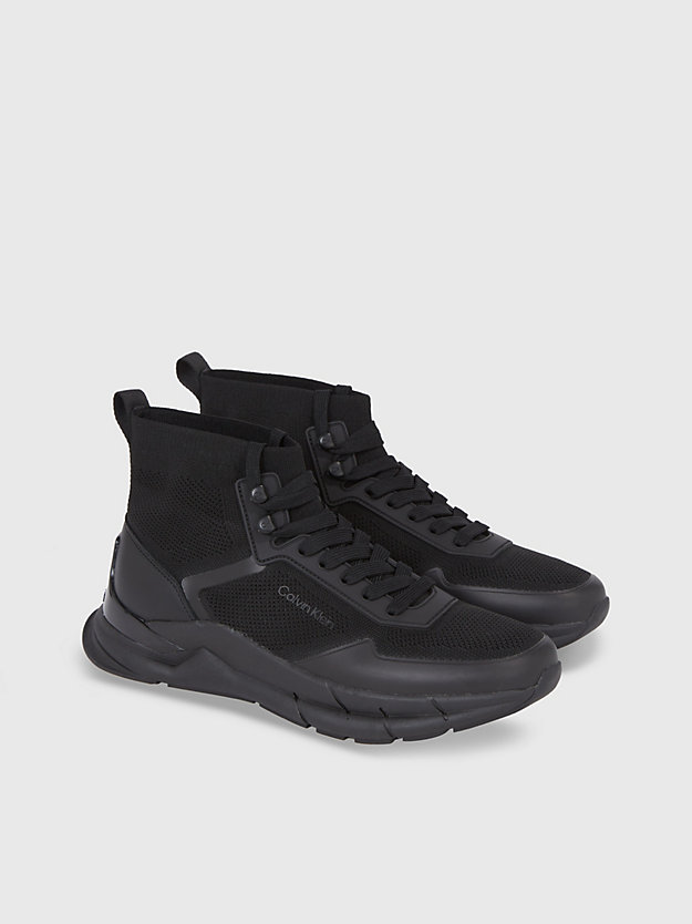 triple black hybrydowe buty sportowe za kostkę dla mężczyźni - calvin klein