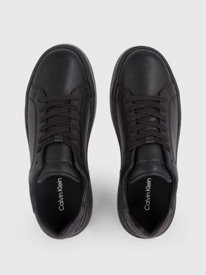 Calvin klein black store leather trainers