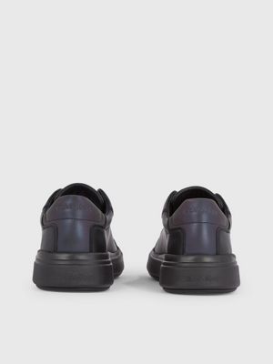 Calvin klein black 2024 leather trainers