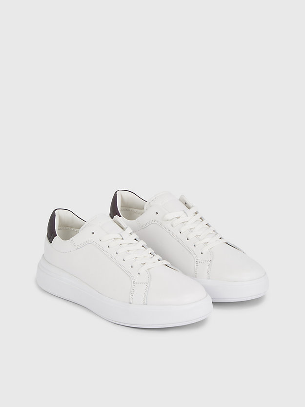 white/petroleum leather trainers for men calvin klein