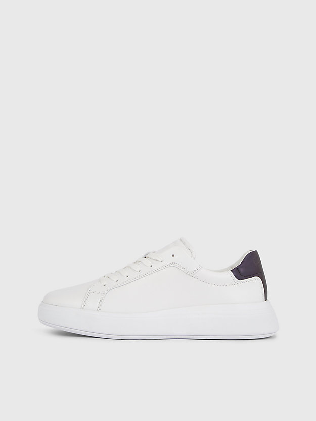 white/petroleum leather trainers for men calvin klein